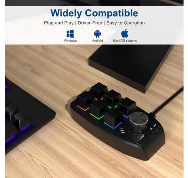 Alt view image 3 of 5 - Bluetooth Wireless RGB Custom Mechanical Keypad, 6 Programmable Keys with 1 Rotary Knob, Programmable Macro Gaming Keypad, Custom Hotkey Pad for Gaming, Video Editing, Office Work