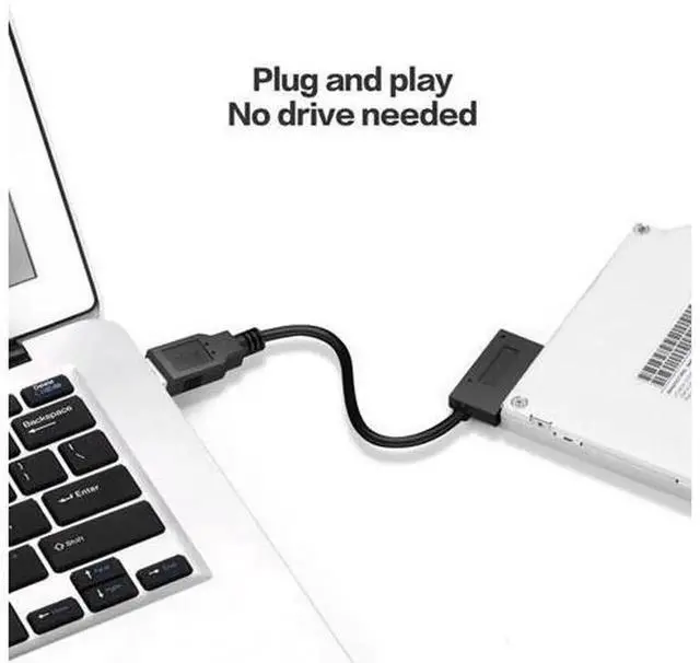 Alt view image 5 of 5 - 35CM Slimline SATA USB 2.0 Adapter Cable, 6P+7P 13Pin Slim SATA to USB 2.0 Converter for CD DVD ROM Optical Drive, Compatible with PC, Laptop Notebook Slimline SATA Optical Drive