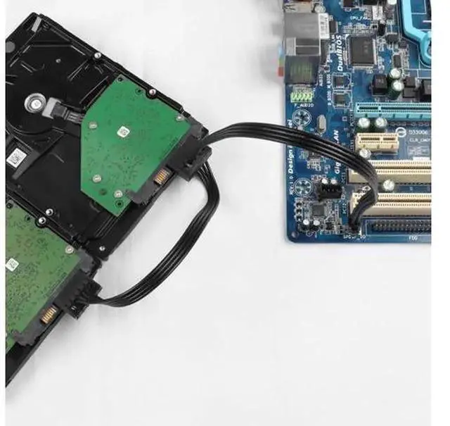 Alt view image 3 of 7 - 2 Pack 45cm ATX Mini 4-Pin to Dual Right Angle 15 Pin SATA Power Splitter Cable, Motherboard Aux 4Pin to 2x SATA Power Cord for HDD, SSD and Optical Drives