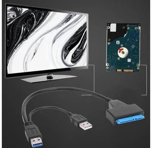 Alt view image 6 of 6 - SATA to Dual USB 3.0 High Speed Adapter Cable, Portable SATA HDD Converter Cord for 2.5 Inch SATA Hard Drive SSD, External Storage Connection Cable for Desktop Laptop