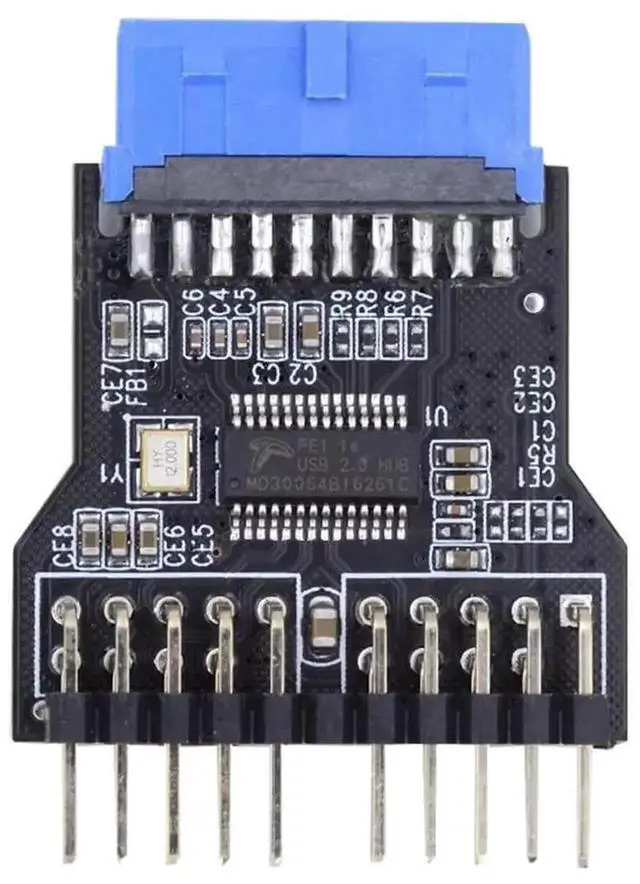 Alt view image 3 of 7 - USB 3.0 9Pin 1 to 2 USB2.0 9Pin Port Multiplier Adapter, Motherboard Internal Female Hub Extension Connector, PC Mainboard USB Header Splitter Cable