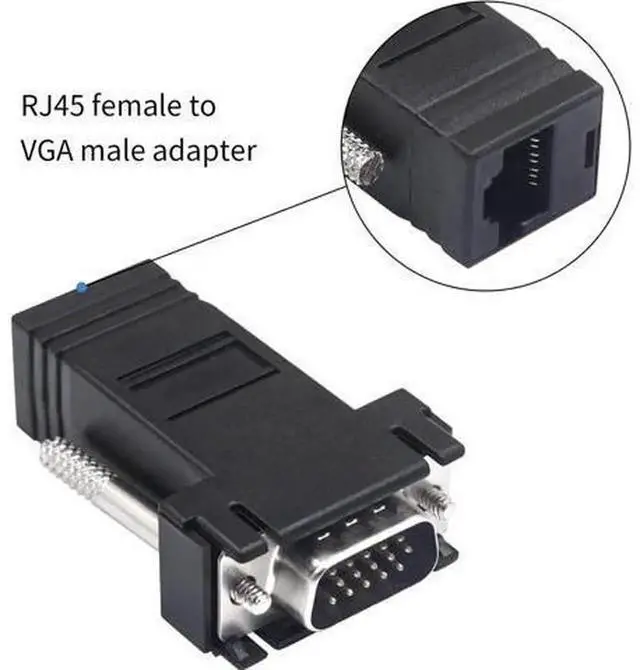 Alt view image 4 of 6 - VGA Male to Female Over RJ45 Extender, Transmit VGA Video Signal Up to 20M via CAT5e/CAT6 Ethernet Cable, VGA to LAN Video Extender for PC Laptop HDTV Projector, Single Female Receiver Unit