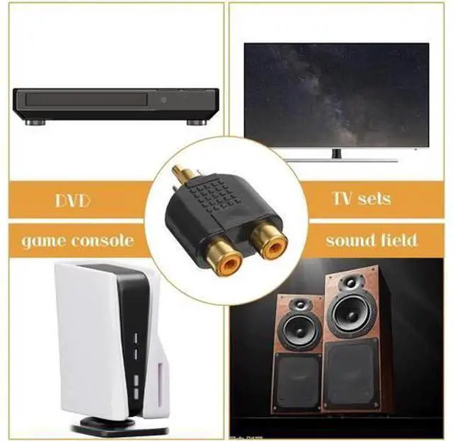 Alt view image 4 of 7 - 6 Pack RCA Y Splitter Adapter, 1 RCA Male to 2 RCA Female Audio Video Splitter, RCA AV Signal Splitter Cable Converter for TV, Speaker, Monitor, Audio and Video Equipment Connection