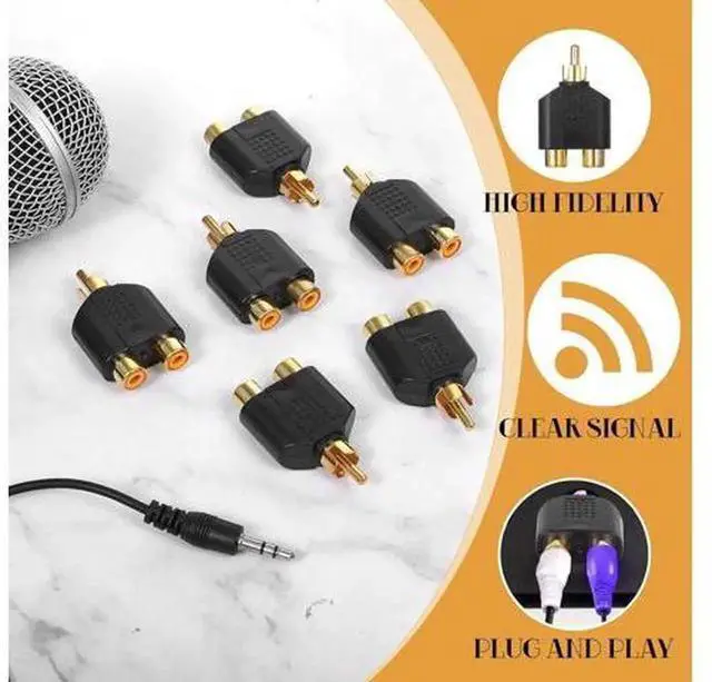 Alt view image 3 of 7 - 6 Pack RCA Y Splitter Adapter, 1 RCA Male to 2 RCA Female Audio Video Splitter, AV Signal Connector Converter for TV, Speakers and Other Audio Video Multimedia Equipment