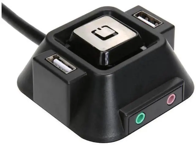 Main image of USB 2.0 External Desktop PC Power Reset Switch with Audio Port, Multifunction Computer On/Off Reset Button Extension Switch, Plug and Play for PC Case, Model eokCXOY