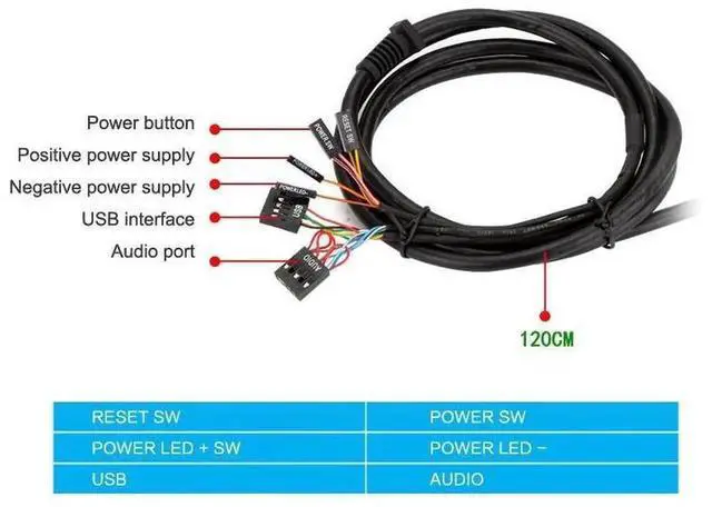Alt view image 6 of 7 - USB 2.0 External Desktop PC Power Reset Switch with Audio Port, Multifunction Computer On/Off Reset Button Extension Switch, Plug and Play for PC Case, Model eokCXOY