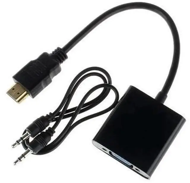 Main image of HDMI Male to VGA Female Converter Adapter with 3.5mm Audio Jack, 1080P HDMI to VGA Video Adapter for Laptop, Xbox 360, HDTV, Monitor, Projector