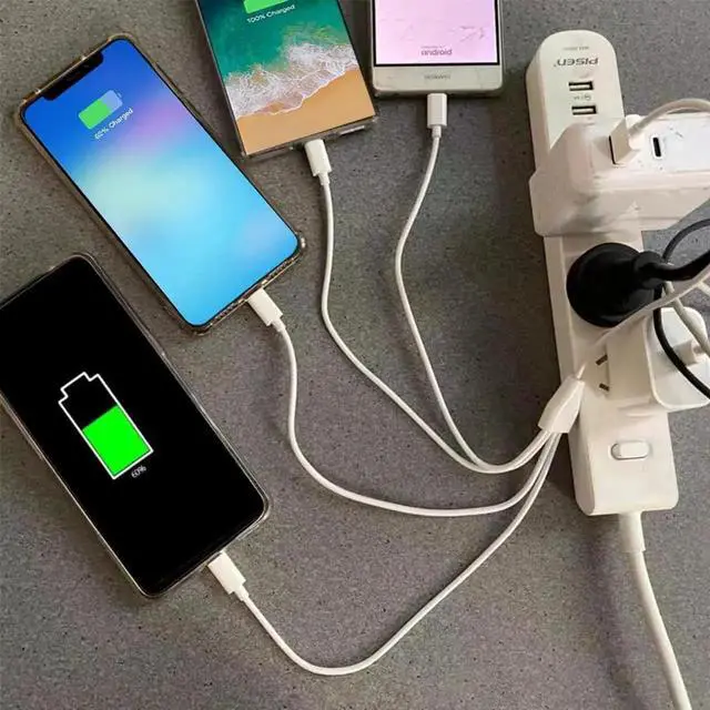 Alt view image 7 of 7 - 4-in-1 Micro USB Splitter Charging Cable, USB Type A Male to 4 Micro USB Male Cord, Multi Micro USB Adapter Cable for Charging & Data Sync, 1.64ft White