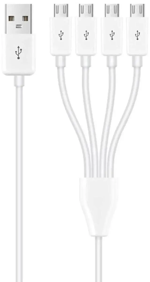 Alt view image 2 of 7 - 4-in-1 Micro USB Splitter Charging Cable, USB Type A Male to 4 Micro USB Male Cord, Multi Micro USB Adapter Cable for Charging & Data Sync, 1.64ft White
