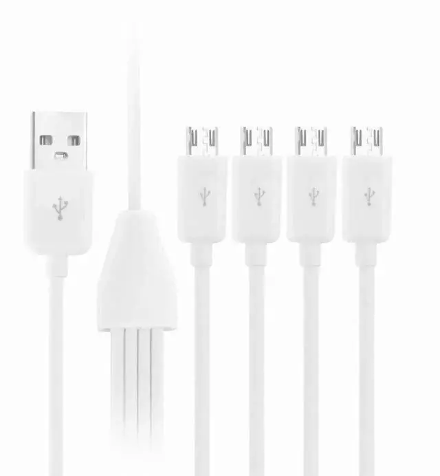 Alt view image 5 of 7 - 4-in-1 Micro USB Splitter Charging Cable, USB Type A Male to 4 Micro USB Male Cord, Multi Micro USB Adapter Cable for Charging & Data Sync, 1.64ft White