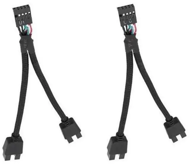 Main image of 2Pcs USB 2.0 9Pin Header Y Splitter Cable, Motherboard 9-Pin to Dual 9Pin Extension Cord, Internal HD Audio & USB Expansion Cable for PC, Black