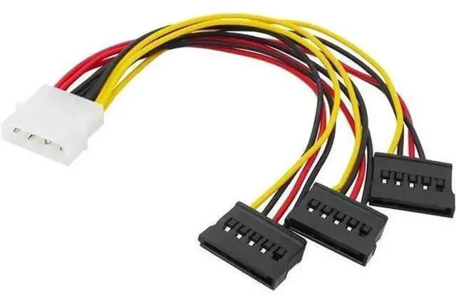 Main image of 22cm 4Pin Molex IDE to 3-Port SATA Power Splitter Cable, Molex Male to Triple SATA Female Hard Drive Power Y Splitter for PC HDD SSD Optical Drive