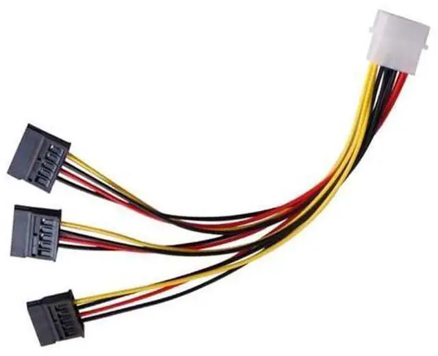 Alt view image 3 of 3 - IDE 4Pin Male to 3 Port SATA 15Pin Female Power Splitter Cable 22cm, Molex LP4 to SATA Power Adapter Cable for 2.5/3.5 Inch HDD SSD Optical Drive, ATX PSU Internal PC Storage Power Extension Cord