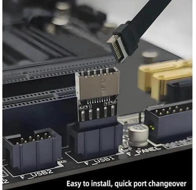 Alt view image 5 of 7 - USB 2.0 9Pin to USB 3.2 Gen1 Type-E Header Adapter, Motherboard Front Panel Connector Converter, Internal USB 2.0 9-Pin Header to USB-C Type-E Adapter for PC Case Front Panel