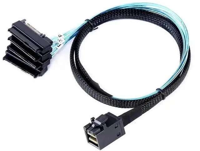 Alt view image 4 of 6 - 1M Mini SAS Cable SFF-8643 to 4X SFF-8482 Connectors with SATA Power, 3.3FT SFF-8643 to SFF-8482 Hard Drive Breakout Cable, Internal Mini SAS HD to SAS HDD Adapter Cord for RAID Controller, Server Sto