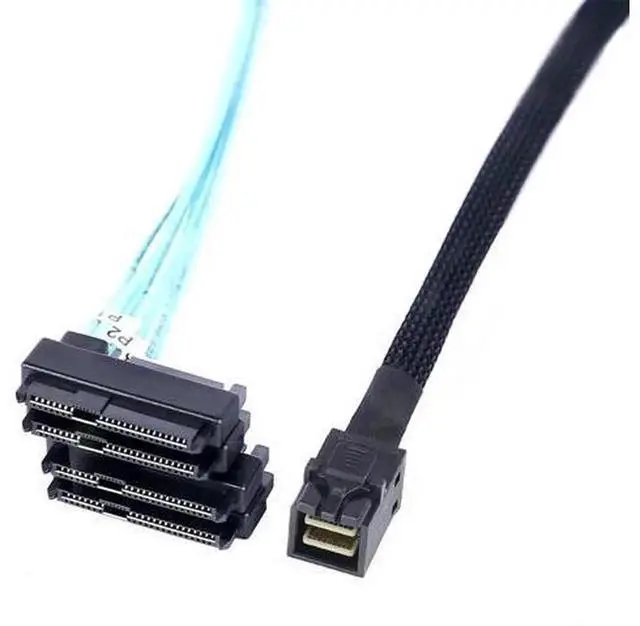 Alt view image 5 of 6 - 1M Mini SAS Cable SFF-8643 to 4X SFF-8482 Connectors with SATA Power, 3.3FT SFF-8643 to SFF-8482 Hard Drive Breakout Cable, Internal Mini SAS HD to SAS HDD Adapter Cord for RAID Controller, Server Sto