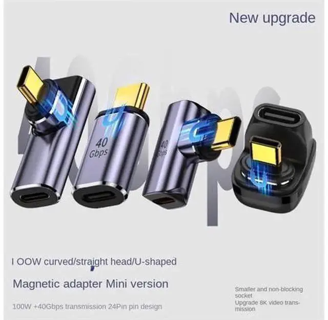 Alt view image 5 of 6 - USB4 Thunderbolt 3 Magnetic USB-C Adapter, 270 Degree Rotatable Type C Male to Female Magnet Converter, Support 40Gbps Data Transfer, 100W PD Fast Charging, 8K@60Hz Video Output for Laptop, Smartphone