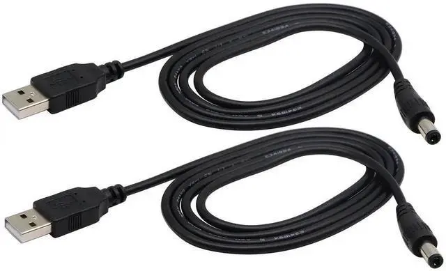 Main image of 2Packs USB 2.0 A Male to DC 5.5x2.5mm Male Power Cable 1M/3.3FT, 5V DC Barrel Jack Charging Adapter Cord, USB to DC 5.5*2.5mm Power Supply Wire for Tablet, Electronic Dog, Access Control Attendance Ma