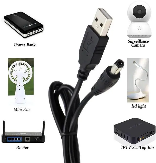Alt view image 5 of 7 - 2Packs USB 2.0 A Male to DC 5.5x2.5mm Male Power Cable 1M/3.3FT, 5V DC Barrel Jack Charging Adapter Cord, USB to DC 5.5*2.5mm Power Supply Wire for Tablet, Electronic Dog, Access Control Attendance Ma