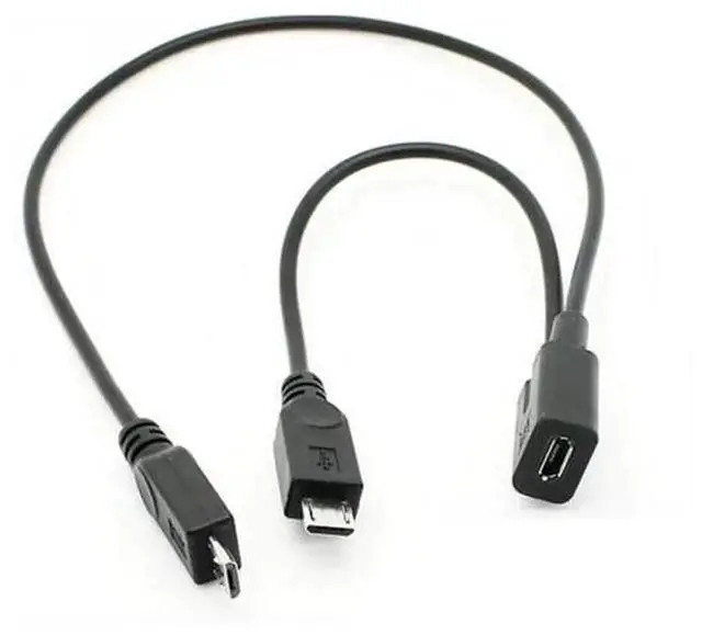 Alt view image 3 of 4 - 1PCS Micro USB 2.0 Y Splitter Cable, 1 Female to 2 Male Micro USB Charging & Data Sync Extension Cord, Dual Micro USB Male Adapter Wire for Mobile Phones, Wired Micro USB Devices Power and Data Transf