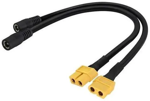 Main image of 2 Pack XT60 Female to DC 5.5mm x 2.5mm Female Power Adapter Cable, XT60 to DC Barrel Jack Cable, Power Supply Cord for TS100 Soldering Iron, FPV Monitor, Outdoor Portable Power Equipment