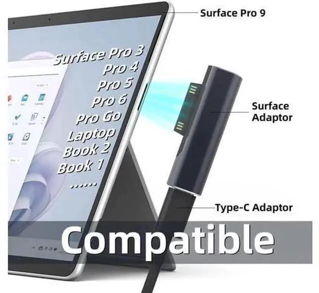 Alt view image 4 of 6 - Surface Male to USB-C Female Charging Adapter, DC 15V 102W Type-C Female to Surface Connector Power Converter, Compatible with Surface Pro7/6/5/4, Laptop 3/2/1, Surface Go & Surface Book