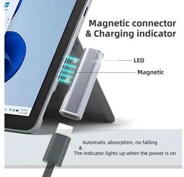 Alt view image 5 of 6 - Surface Male to USB-C Female Charging Adapter, DC 15V 102W Type-C Female to Surface Connector Power Converter, Compatible with Surface Pro7/6/5/4, Laptop 3/2/1, Surface Go & Surface Book