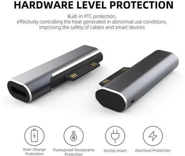 Alt view image 6 of 6 - Surface Male to USB-C Female Charging Adapter, DC 15V 102W Type-C Female to Surface Connector Power Converter, Compatible with Surface Pro7/6/5/4, Laptop 3/2/1, Surface Go & Surface Book