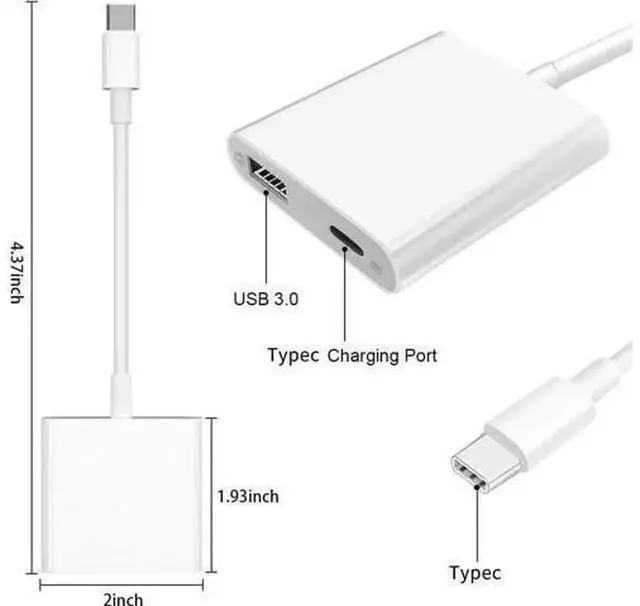 Alt view image 4 of 7 - USB C Male to Female USB OTG Camera Adapter with Fast Charging Port, Portable USB-C OTG Converter Compatible for iPhone 16/16 Pro/16 Pro Max, iPhone15 Series, iPad Pro, Connect USB Flash Drive, Keyboa