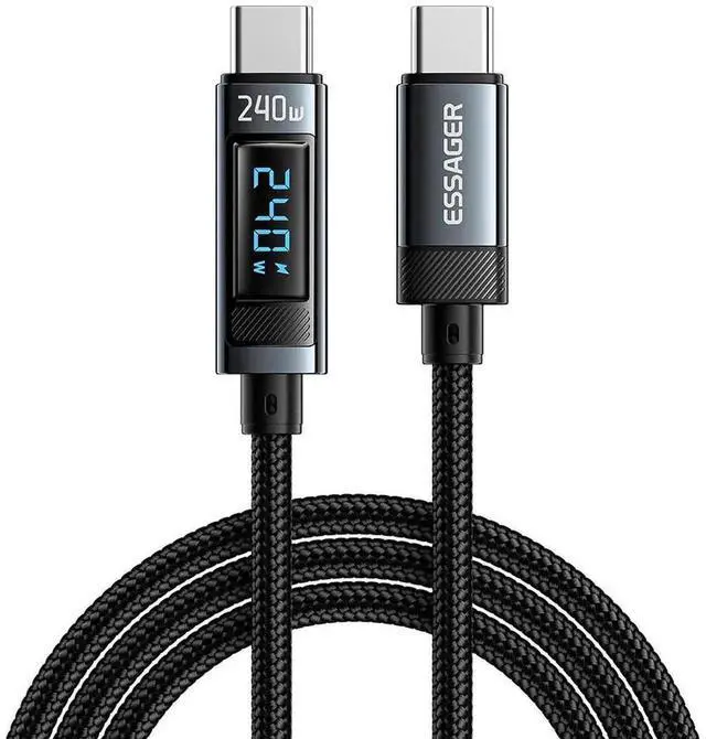 Main image of Essager USB-C to USB-C PD3.1 Charging Cable, 240W 5A with LED Real-Time Power Display, Built-in E-Marker Chip, 480Mbps Data Transfer, Compatible with MacBook Pro 16-inch, iPad Pro, Gaming Laptops