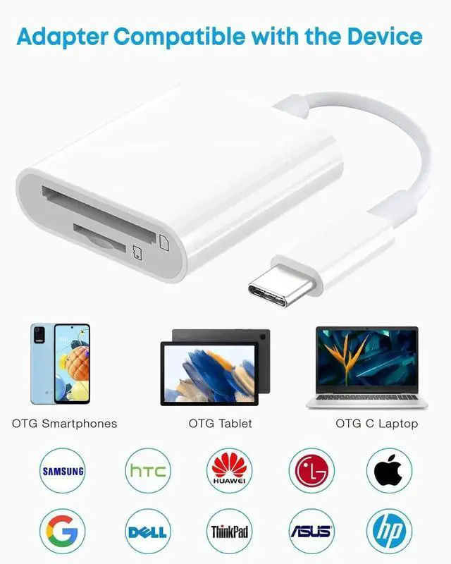 Alt view image 4 of 7 - USB C SD Card Reader, 2 in 1 Type C to SD/Micro SD Memory Card Adapter, High Speed OTG Card Reader Compatible with iPhone 15+, iPad, Galaxy, MacBook Pro and Other USB-C Devices