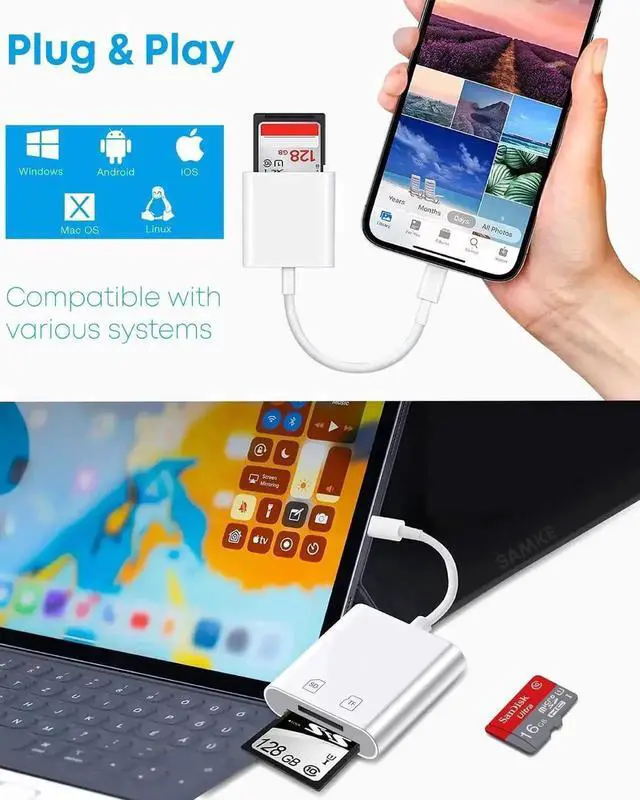 Alt view image 5 of 7 - USB C SD Card Reader, 2 in 1 Type C to SD/Micro SD Memory Card Adapter, High Speed OTG Card Reader Compatible with iPhone 15+, iPad, Galaxy, MacBook Pro and Other USB-C Devices