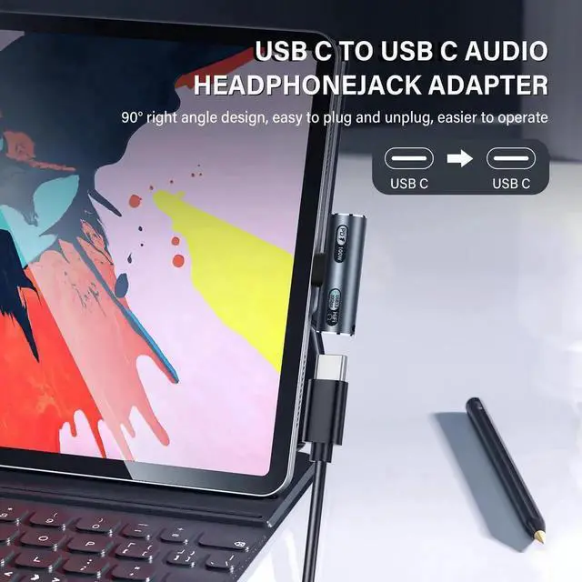 Alt view image 5 of 6 - USB C 2 in 1 Headphone Adapter, USB3.2 10Gbps Data + 100W PD Fast Charging + Audio Type-C Splitter, USB-C Audio Charger Dongle Compatible with MacBook, Laptops & Tablets, Gray