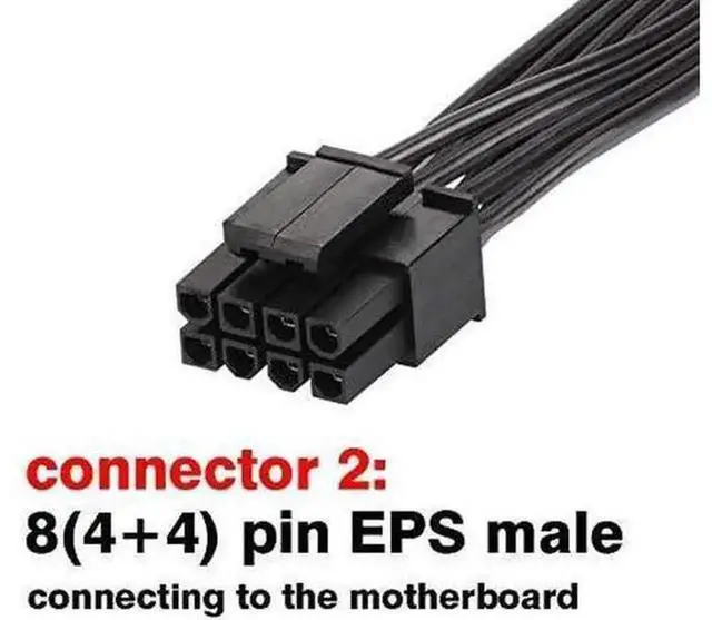Alt view image 2 of 4 - ATX CPU 8 Pin EPS Power Extension Cable, 12 Inches, 2 Pack, CPU 8Pin Female to Detachable 4+4Pin Male Cord for Motherboard CPU Power, Not Compatible with PCIe VGA Graphics Card