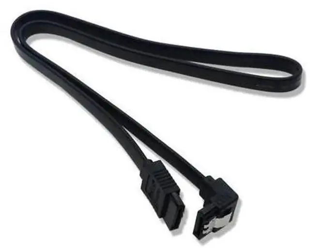 Main image of 40CM SATA 3.0 Flat Data Cable, Straight to 90 Degree Right Angle SATA III Cord, Up to 6Gbps Transfer Speed, Black SATA Cable for 2.5/3.5 Inch HDD SSD Hard Drives, Desktop PC Internal Wiring