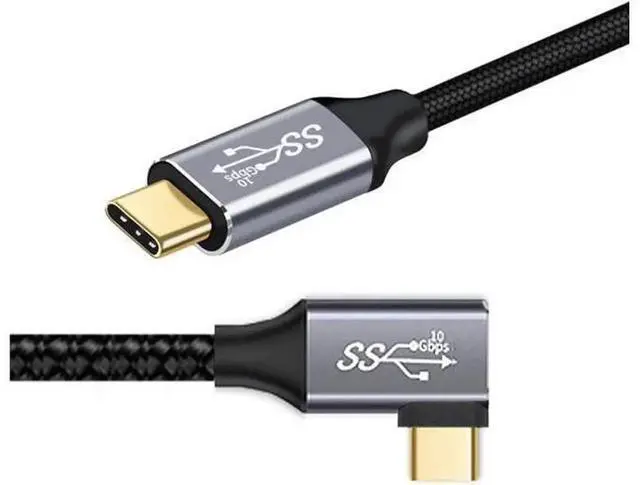 Main image of 90 Degree Right Angled Type-C to USB-C Cable, USB3.1 10Gbps Data Transfer 100W Fast Charging Cord, 0.5m Short USB C Cable Compatible with Laptops, Smartphones, Tablets and USB-C Devices