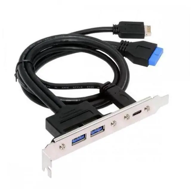 Main image of 10Gbps USB3.0 Motherboard 19/20Pin & Type-E to USB-C & USB3.0 Dual Female Ports PCI-E Back Panel Cable, 5Gbps/10Gbps Internal Adapter Bracket for PC Expansion
