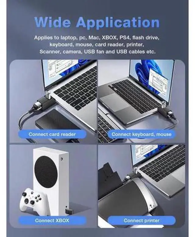 Alt view image 7 of 7 - USB 3.0 Hub, 3 Port USB Splitter Multiport Expander Adapter, Black USB Hub with 1 USB3.0 + 2 USB2.0 Ports, Compatible for Laptop, Mouse, Keyboard, Printer, Flash Drive, Xbox and USB Devices