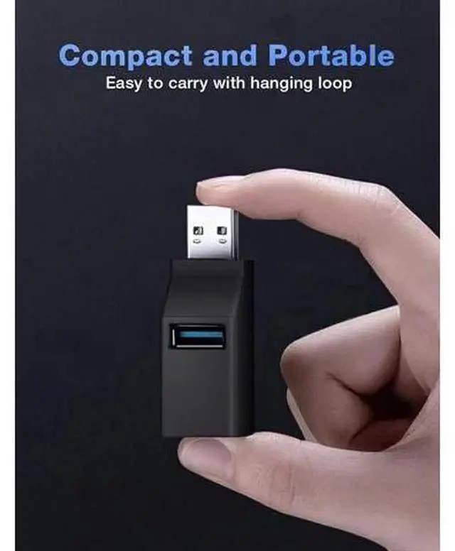 Alt view image 2 of 7 - USB 3.0 Hub, 3 Port USB Splitter Multiport Expander Adapter, Black USB Hub with 1 USB3.0 + 2 USB2.0 Ports, Compatible for Laptop, Mouse, Keyboard, Printer, Flash Drive, Xbox and USB Devices