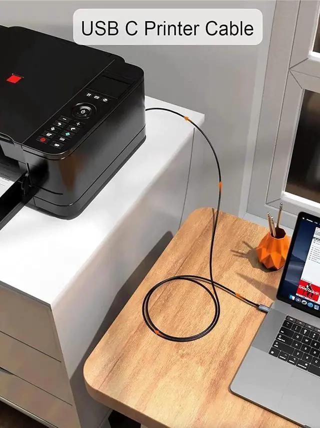 Alt view image 4 of 7 - CableCreation USB-C to USB Type B 2.0 Printer Cable 6.6FT/2M Black, PVC Cord with Aluminum Housing, Compatible with MacBook Pro, HP, Canon, Brother, Samsung Laser & Inkjet Printers