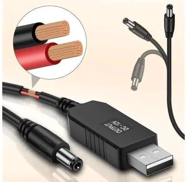 Alt view image 2 of 7 - USB DC 5V to 12V Step Up Voltage Converter Cable, 3FT Boost Power Cord with DC Jack 5.5x2.1mm & 5.5x2.5mm Connector, USB Power Boost Adapter for Low Power DC Devices