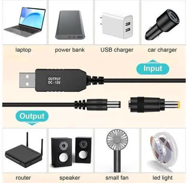 Alt view image 3 of 7 - USB DC 5V to 12V Step Up Voltage Converter Cable, 3FT Boost Power Cord with DC Jack 5.5x2.1mm & 5.5x2.5mm Connector, USB Power Boost Adapter for Low Power DC Devices