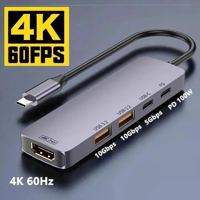 Main image of 5-Port USB C 3.2 Gen2 Hub, Multiport Adapter with 2×USB A 3.2, USB-C 3.2, 4K@60Hz HDMI, 140W PD, 10Gbps High Speed USB-C Splitter for MacBook Air/Pro, iPhone 15 & More