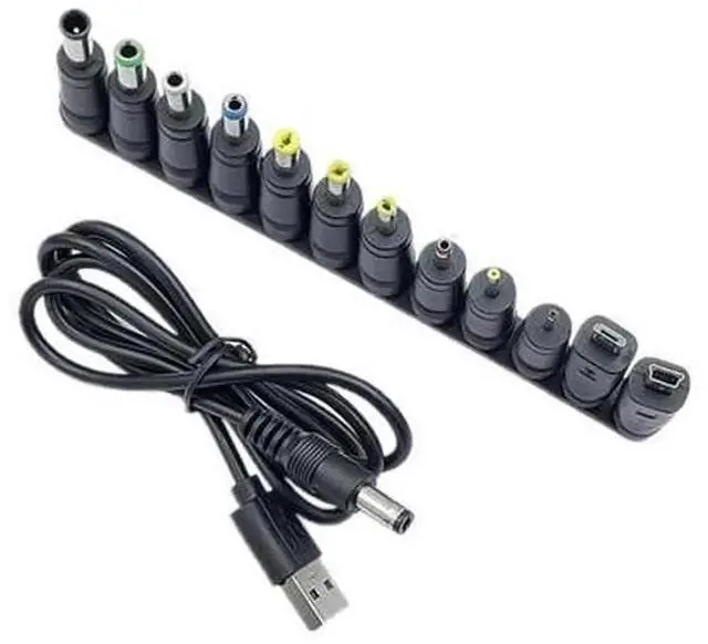Alt view image 4 of 4 - Universal USB to 5V DC Power Charging Cable, 5.5x2.1mm DC Jack with 12 Interchangeable Plug Adapters, Mini & Micro USB Connector Power Supply Cord