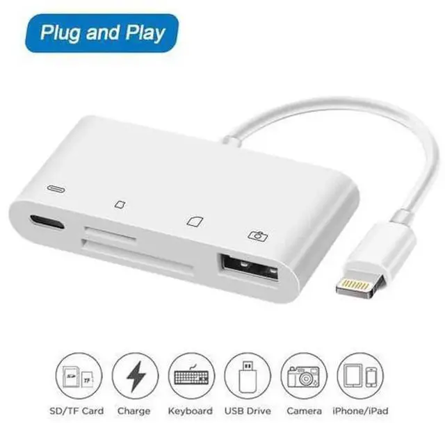 Main image of 4 in 1 SD TF Card Reader, USB 2.0 OTG Camera Reader Adapter, Lightning to Micro SD Card Trail Game Reader for iPhone, iPad, Digital Cameras