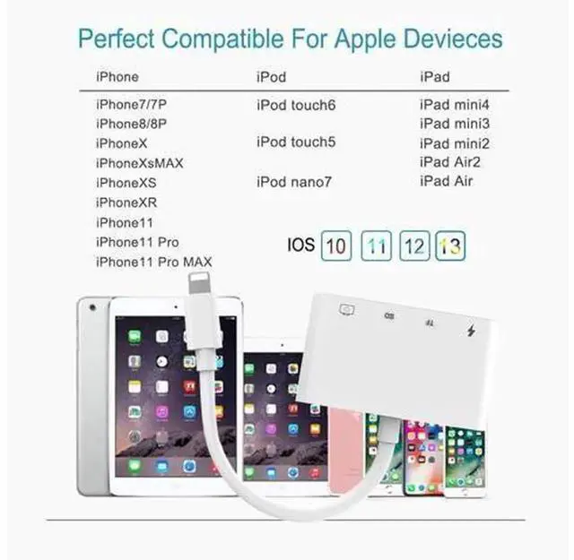 Alt view image 2 of 5 - 4 in 1 SD TF Card Reader, USB 2.0 OTG Camera Reader Adapter, Lightning to Micro SD Card Trail Game Reader for iPhone, iPad, Digital Cameras
