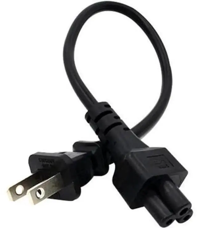 Main image of 1FT C5 Female to NEMA 1-15P Male AC Power Extension Cord, 3 Prong 0.75mm² Wire, Laptop Power Cable Adapter C5 to 1-15P Power Plug
