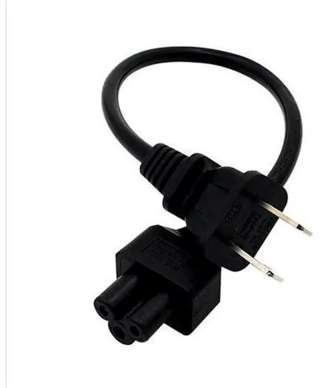 Alt view image 2 of 4 - 1FT C5 Female to NEMA 1-15P Male AC Power Extension Cord, 3 Prong 0.75mm² Wire, Laptop Power Cable Adapter C5 to 1-15P Power Plug