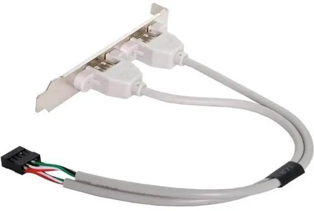 Alt view image 4 of 6 - 2 Port USB 2.0 Type A Female Screw Panel Cable, 9Pin Motherboard Header Extension Cord, PCI Bracket USB Front Panel Adapter for Desktop PC