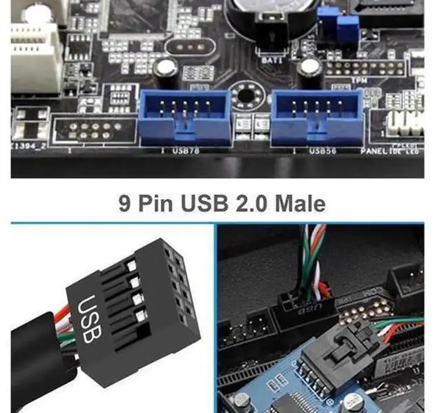 Alt view image 4 of 6 - 9 Pin USB 2.0 Header Splitter Cable, 1 Male to 4 Female Motherboard USB Extension Cord, Internal USB Port Multiplier Adapter for Desktop PC
